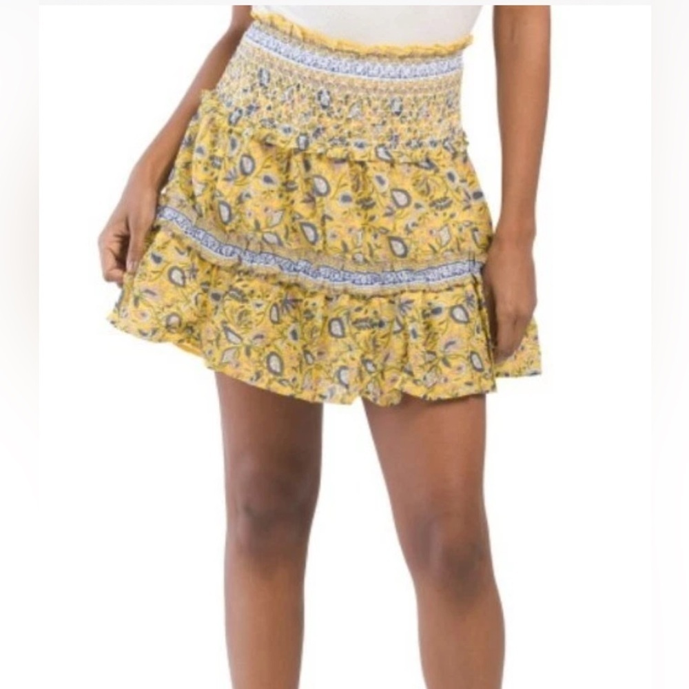 Jennifer & Grace smocked waist paisley mini skirt, small